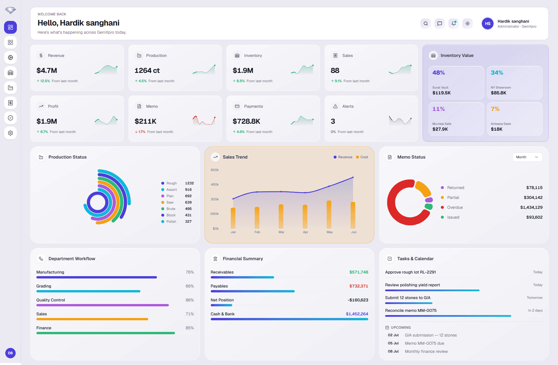 GemXpro dashboard preview