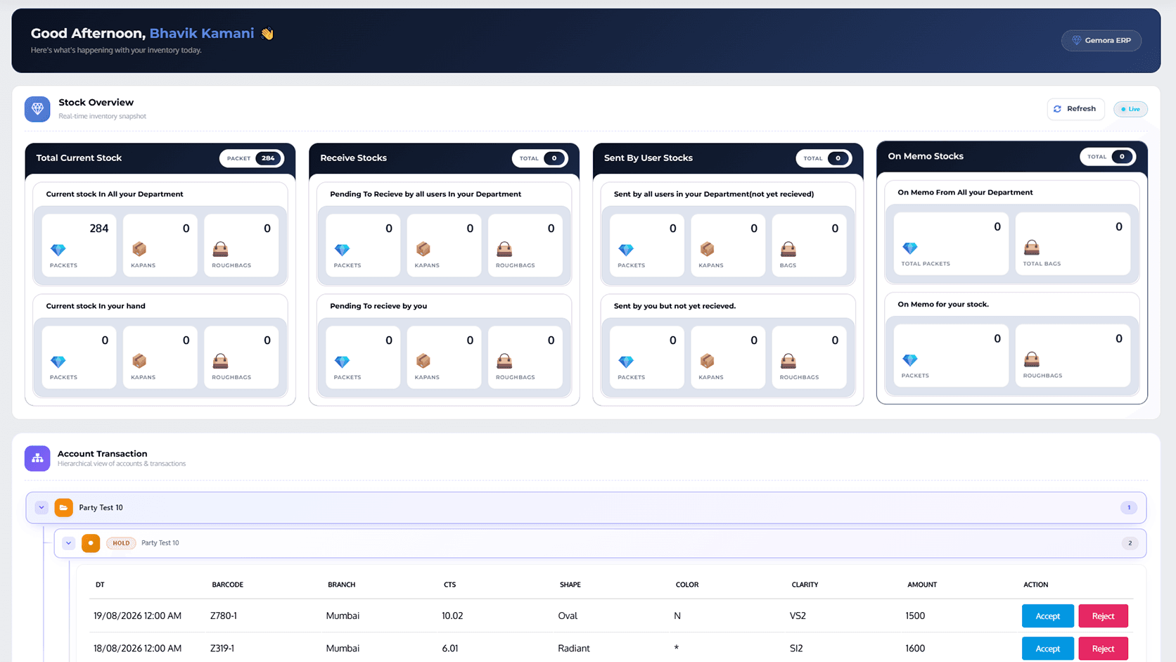 Overview interface